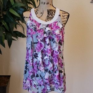 Nicole by Nicole Miller Ruffled Print Blouse